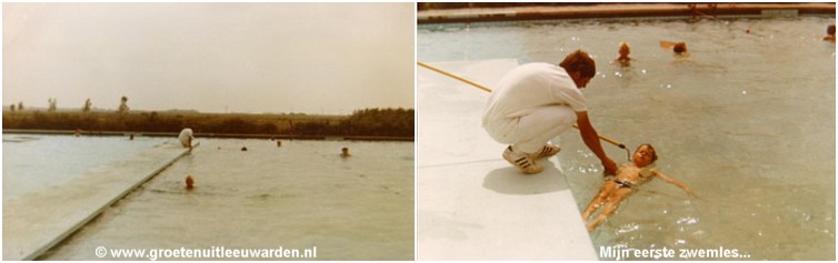 Zwembad De Kleine wielen -1971 - Martin krijgt zwemles aan de haak.